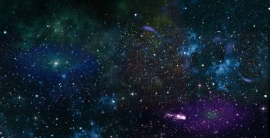 Galaksideki yıldızlı uzay sahnesi. Panorama. Evren yıldız, nebula ve galaksiyle dolu.,.