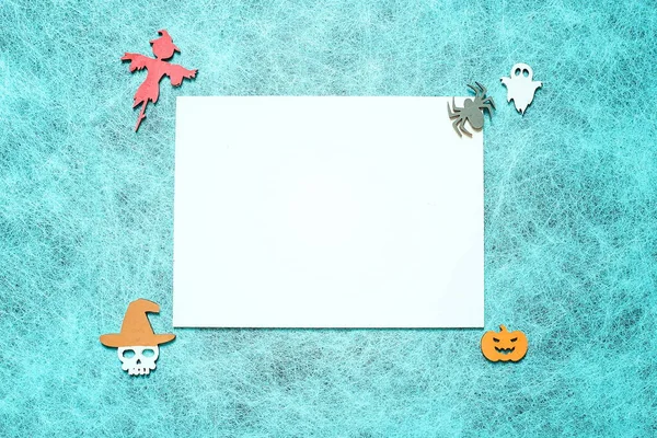 Halloween Vacaciones Fondo Tela Araña Con Una Hoja Blanca Calabaza —  Fotos de Stock