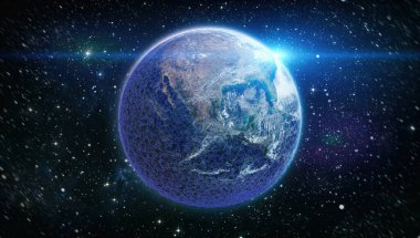 Dünya üzerindeki küresel iletişim ağı ve telekomünikasyon, internet işleri için teknoloji. Bu görüntünün elementleri NASA tarafından sağlanmıştır.