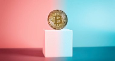 Arkaplanda altın Bitcoins merdiveni konsepti