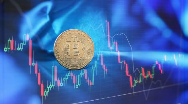 Bitcoin BTC Bit Bozukluklarının yakın plan kara zemin engelleme teknolojisi üzerinde izole edilmiş,