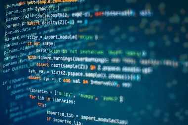 Soyut bilgisayar kodları. Yazılım geliştiricisinin kod ekranı programlanıyor. Yazılım Programlama Çalışma Zamanı. Kod metni tamamen benim tarafımdan yazıldı ve oluşturuldu.