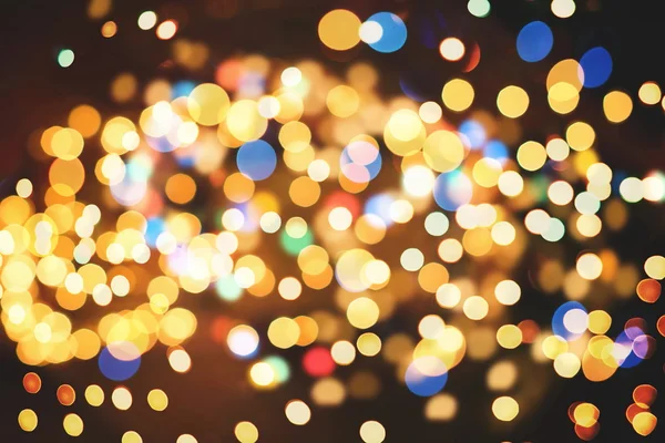 Festive Background With Natural Bokeh And Bright Golden Lights. Vintage Magic Background With Color — Stock Photo, Image