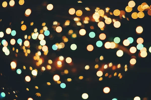 Festive Background With Natural Bokeh And Bright Golden Lights. Vintage Magic Background With Color — Stock Photo, Image