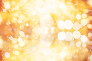 Doğal Bokeh ve parlak altın ışık şenlikli arka plan. Vintage sihirli arka plan rengi ile