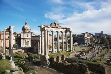 Roma, İtalya. Roma Forumu - dünyanın en ünlü yerlerinden.