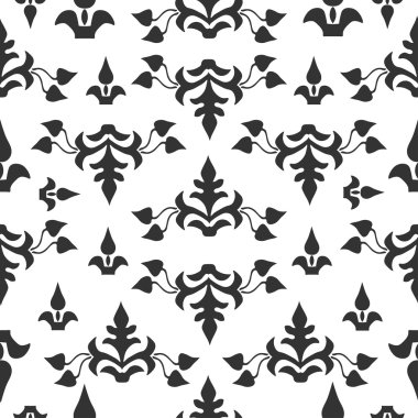 Dekoratif sorunsuz vektör siyah-beyaz doku