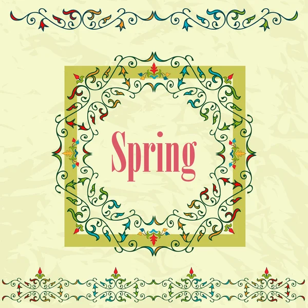Diseño gráfico de primavera sobre un fondo verde. Ilustración vectorial . — Archivo Imágenes Vectoriales