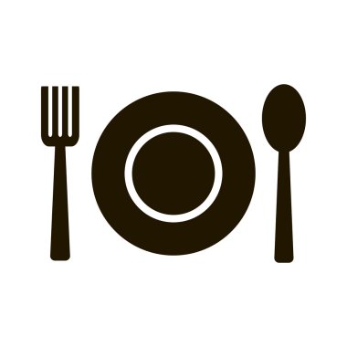 Çatal, kaşık ve plaka, vektör simgesi