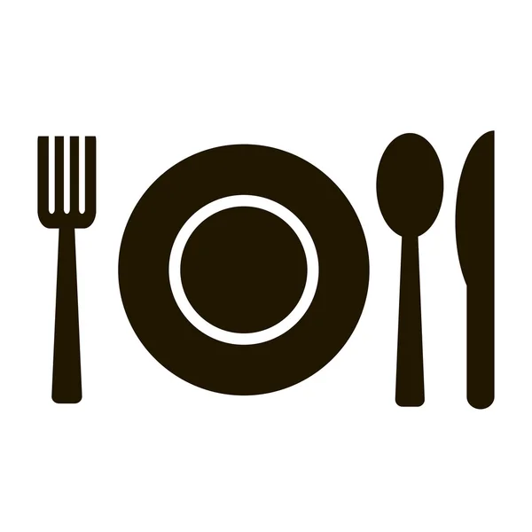 餐叉、 勺子和盘子，矢量图标 — 图库矢量图片