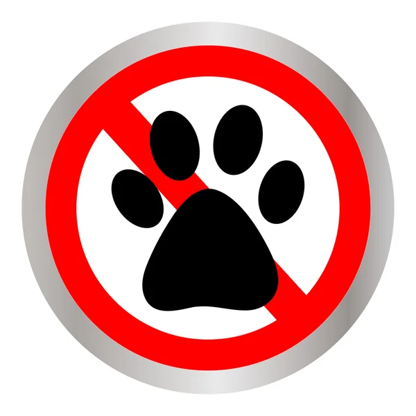 Žádná ikona podepsat tlapku psa. domácí zvířata symbol. červená zákazovou značkou. zastavit symbol. — Stockový vektor
