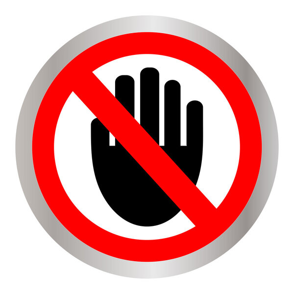 No entry hand sign on white background