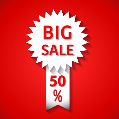 Simgeyi büyük bir indirim var kırmızı zemin üzerine