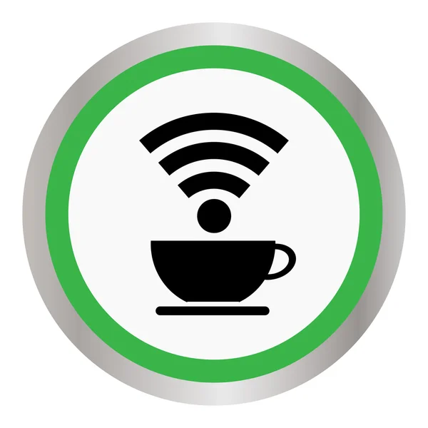 Icono de zona Wi-Fi gratuito: taza con señal inalámbrica — Vector de stock