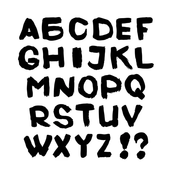 Handgeschreven lettertype. Zwarte Engels alfabet op witte achtergrond. — Stockvector