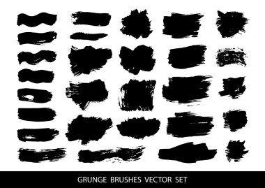 Set of black paint, ink brush strokes.Vector illustration clipart