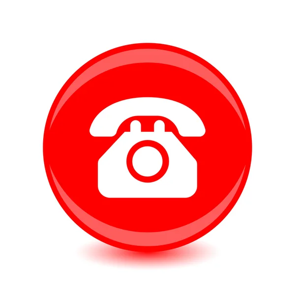 Icône de téléphone vectoriel silhouette blanche sur fond rouge . — Image vectorielle