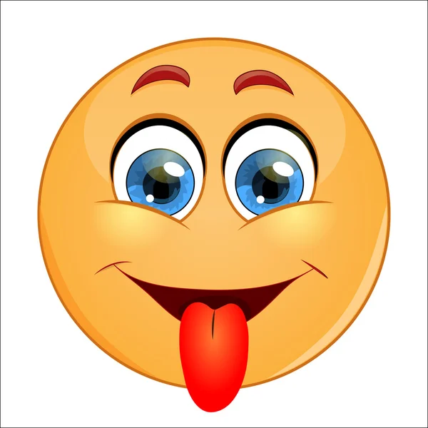 Gele emoticon weergegeven: tong — Stockvector