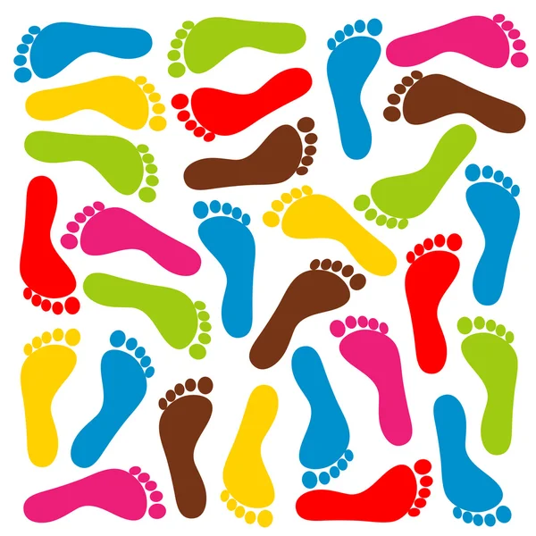 Kleurrijke voetafdrukken - vector — Stockvector