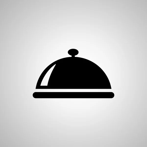 Eten schotel serveren teken pictogram. De instelling van de tabel in restaurant symbool. Hete warme maaltijd. Platte restaurant web icoon op een witte achtergrond. Vector — Stockvector