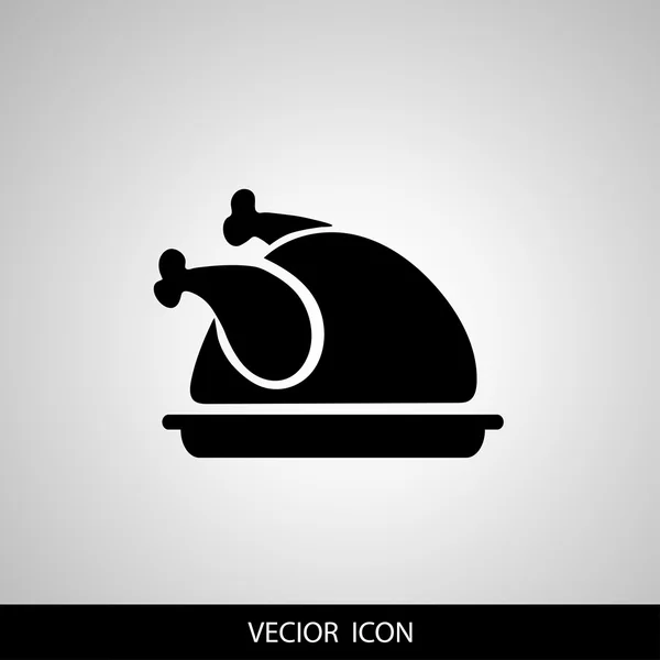 Icono de pollo. Un plato de pollo en bandeja. Ilustración vectorial . — Vector de stock