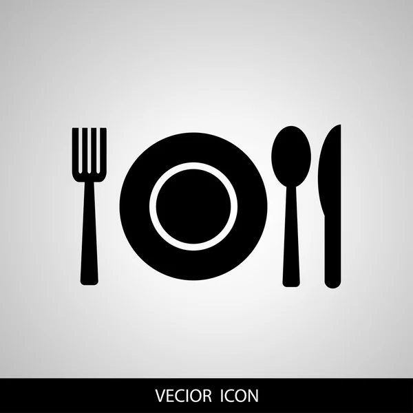 Placa icono de menú restaurante negro con cubiertos aislados — Vector de stock