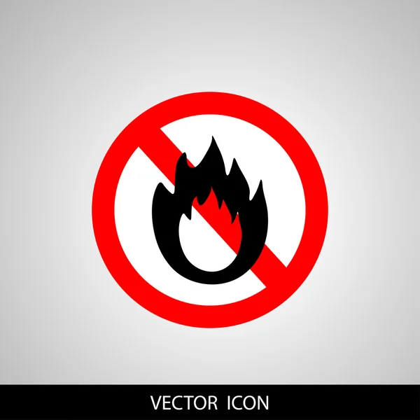 No hay señal de fuego. Prohibición símbolo de llama abierta. — Vector de stock