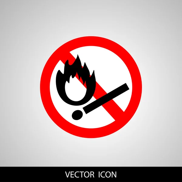Ilustración vectorial de ningún signo rojo y blanco de llama — Vector de stock