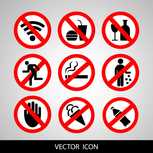 Signos prohibitivos. Ilustración vectorial — Vector de stock