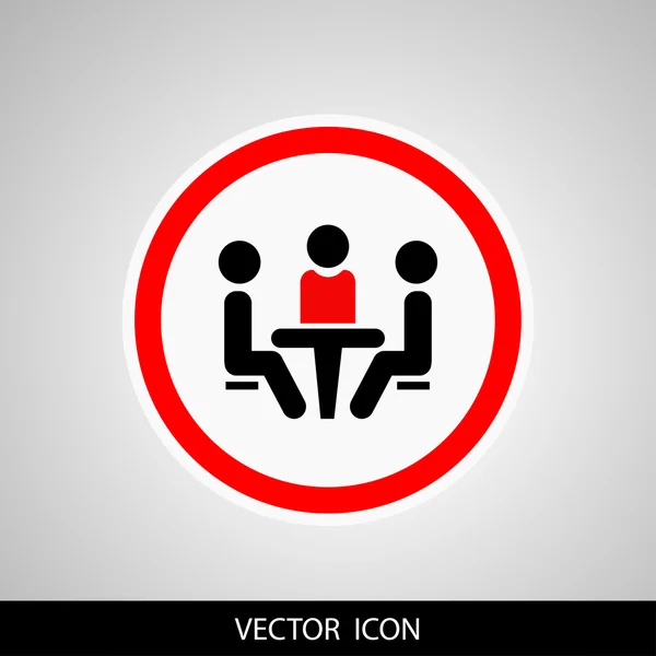 Icono de conferencia. Gente sentada a la mesa . — Vector de stock