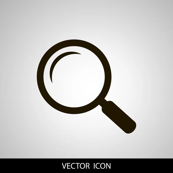 Icono de lupa vectorial negro, aislado sobre un fondo claro — Vector de stock