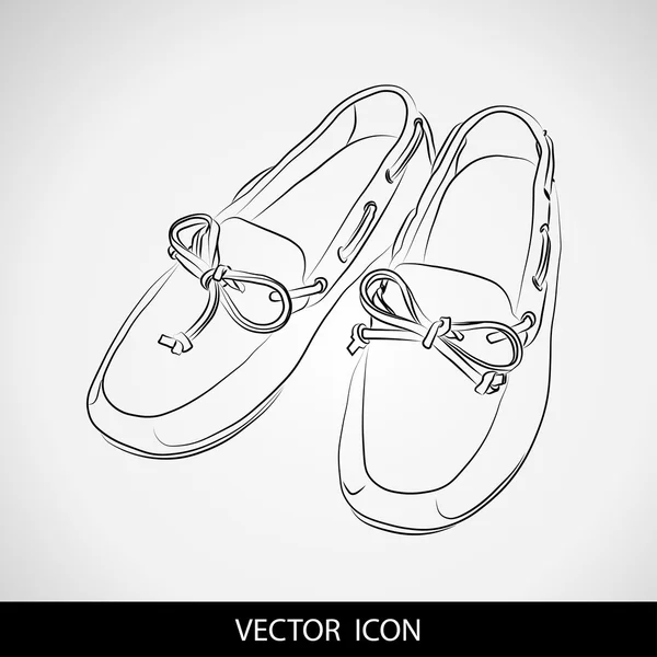 Silhouette of shoes on a gray background. Moccasins. Vector illustration — Stock Vector