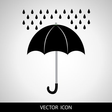 Şemsiye ve yağmur damla simgesi. Vektör çizim.