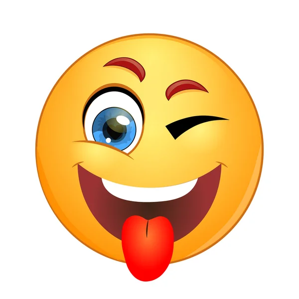 Sarı gülen göz kırpıyor ve Dil Gösterilen.
