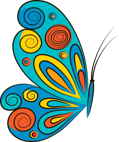 Schmetterling auf weißem Hintergrund. Vektorillustration. — Stockvektor