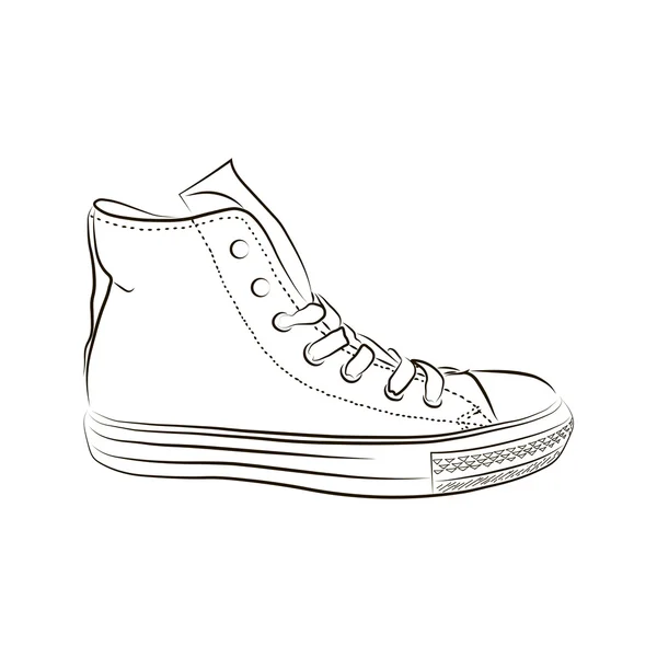 Zapatillas dibujadas a mano, zapatos de gimnasio. Ilustración vectorial Keds — Archivo Imágenes Vectoriales