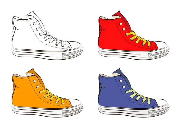 stock vector Hand drawn sneakers, gym shoes. Keds vector illustration