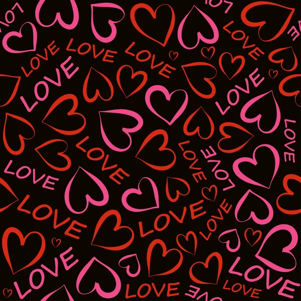 抽象无缝的爱情模式 情人节包装纸 女孩子用的浪漫墙纸 纺织品 包装纸 矢量说明 — 图库矢量图片