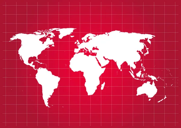 Vecteur Carte Monde Isolé Sur Fond Rouge Flat Earth Modèle — Image vectorielle