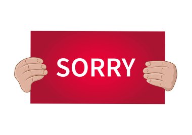 Mesajlı pano. Üzgünüm. Vektör illüstrasyonu