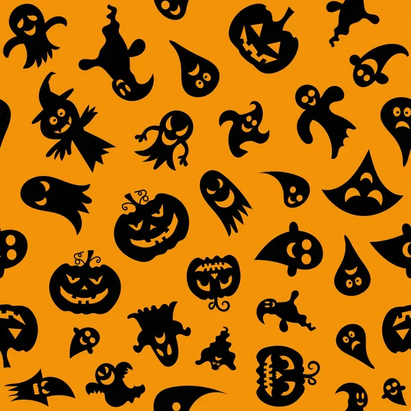 Fijne Halloween Naadloos Patroon Met Pompoenen Spookhuis Vectorillustratie — Stockvector