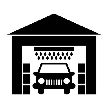 Web tasarımı ve cep telefonu uygulamaları için beyaz arka planda oto yıkama, otomatik temizlik servis vektör simgesi, düz tasarım düğmeleri