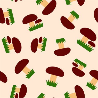 Mantarlı kusursuz desen. vektör illüstrasyonu.