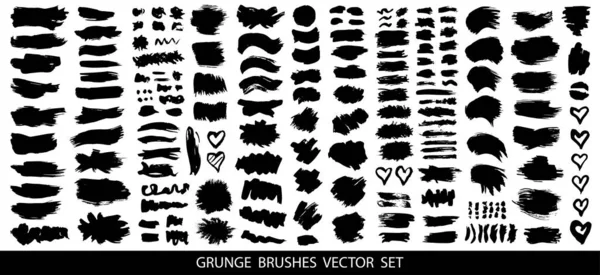 Set Black Paint Ink Brush Strokes Brushes Lines Dirty Artistic — Archivo Imágenes Vectoriales