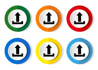 Web, internet ve mobil uygulamalar için 6 renk seçeneği içeren simgeleri, modern tasarım düğmelerini beyaza izole et