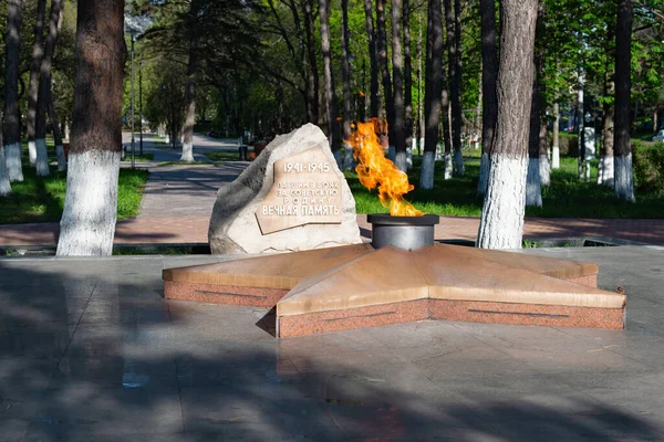 Llama Eterna Monumento Los Soldados Muertos Ciudad Lermontov Territorio Stavropol — Foto de Stock