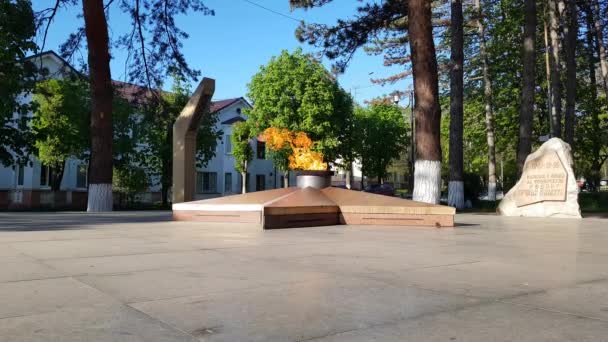 Sonsuz Alev Rusya Nın Stavropol Bölgesi Lermontov Şehrindeki Ölü Askerler — Stok video