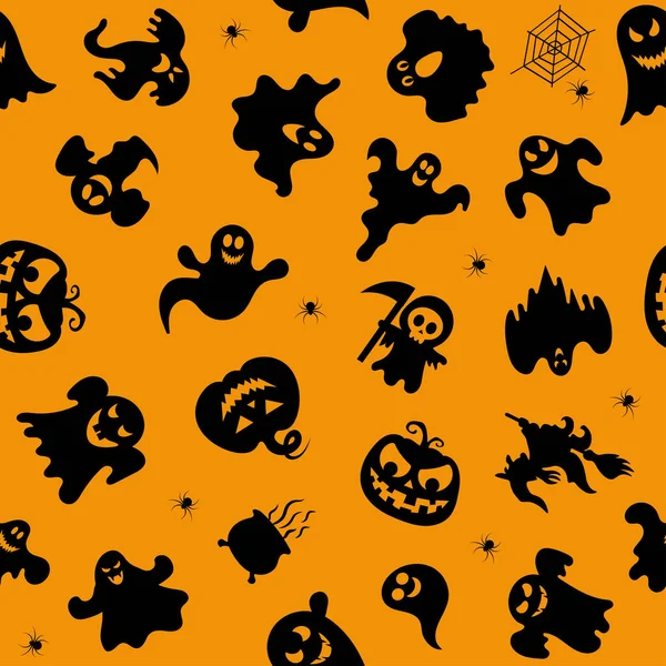 Halloween Design Halloween Symboler Spöke Spindel Pumpa Tecknad Stil Vektor — Stock vektor