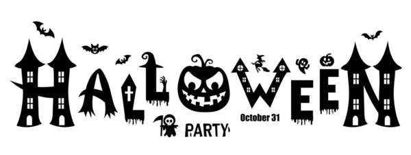 Happy Halloween Text Banner Vektorillustration — Stockvektor