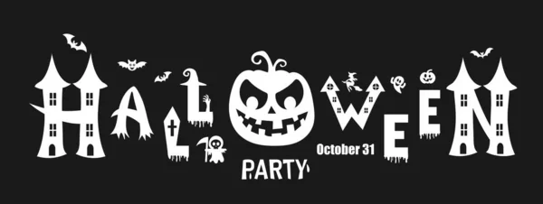 Feliz Halloween Text Banner Ilustración Vectorial — Vector de stock